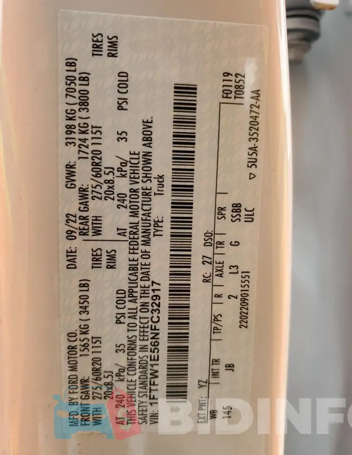 1FTFW1E56NFC32917 Photo# 13
