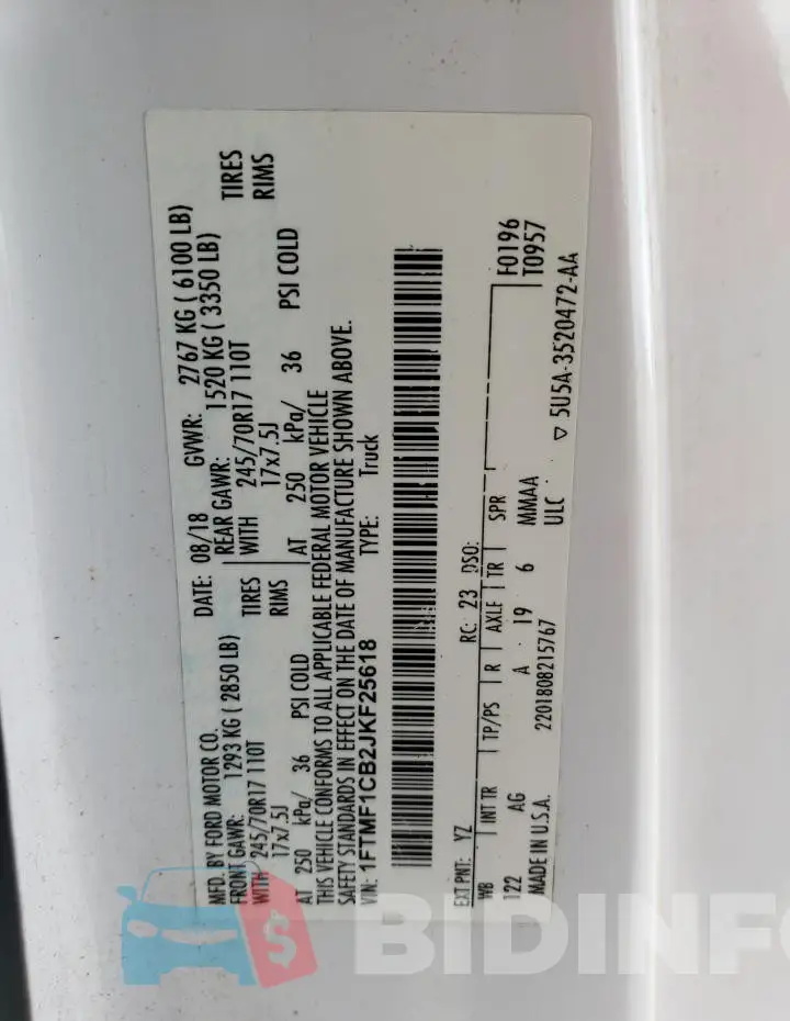 1FTMF1CB2JKF25618 Photo# 12
