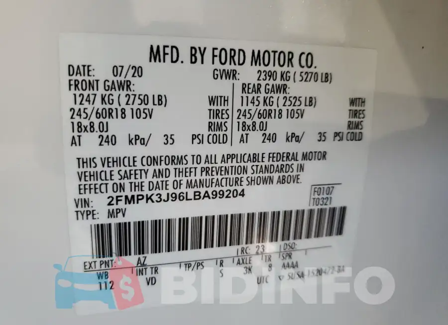2FMPK3J96LBA99204 Photo# 12