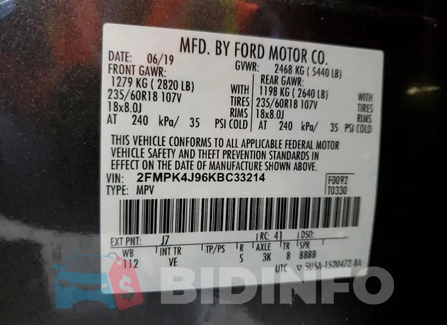 2FMPK4J96KBC33214 Photo# 13