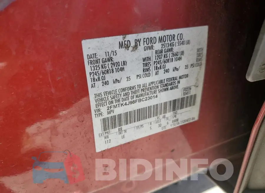 2FMTK4J98FBC23014 Photo# 13