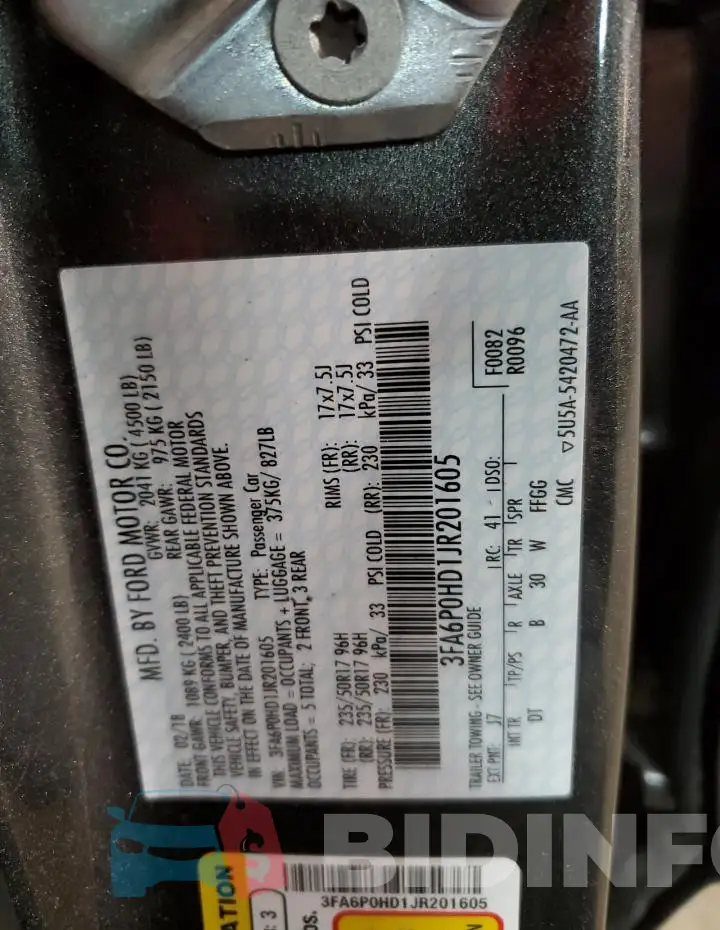 3FA6P0HD1JR201605 Photo# 12