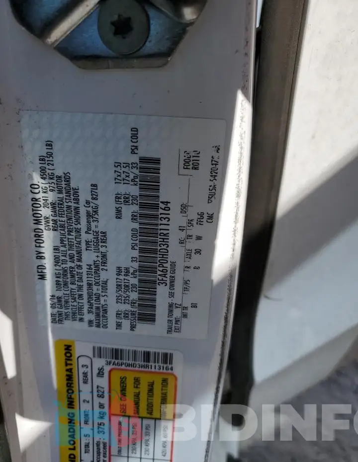 3FA6P0HD3HR113164 Photo# 12
