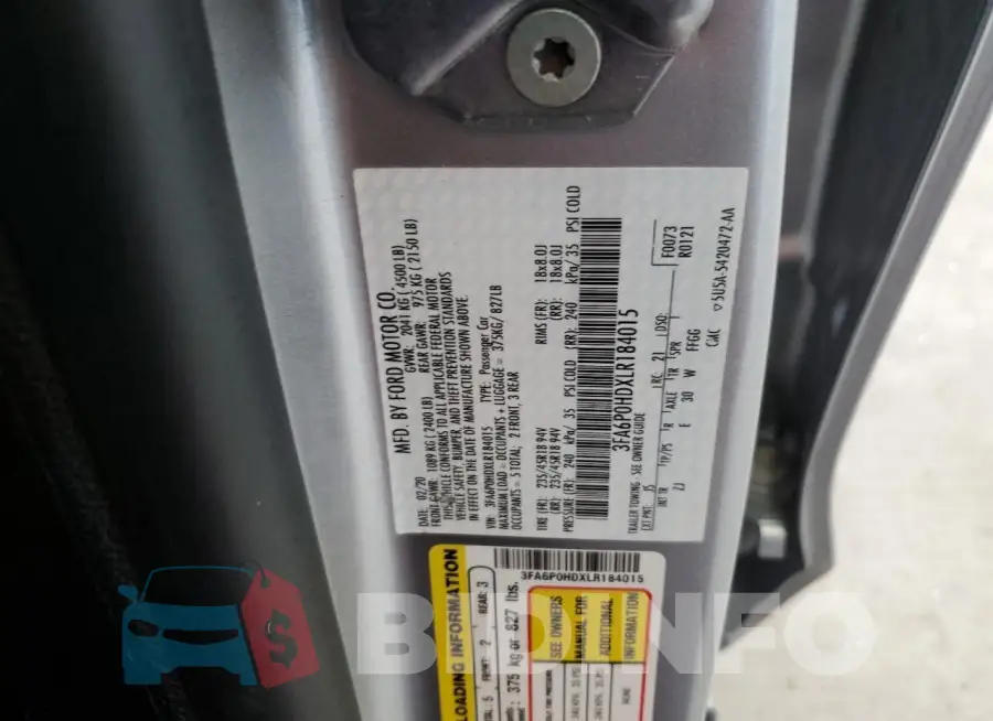3FA6P0HDXLR184015 Photo# 12