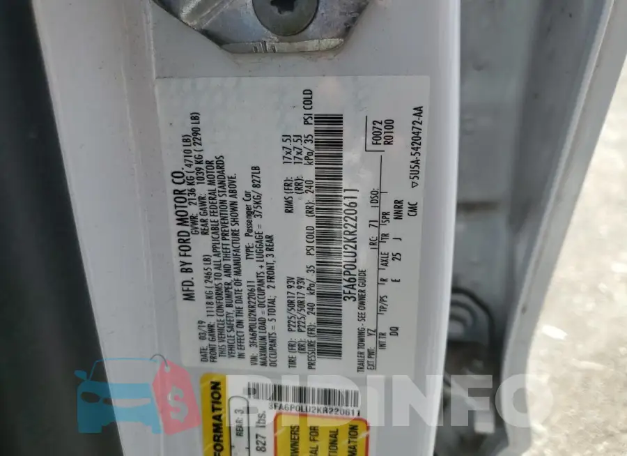 3FA6P0LU2KR220611 Photo# 12