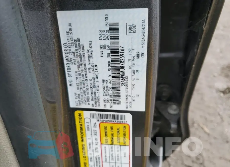 3FA6P0MU8KR259167 Photo# 13