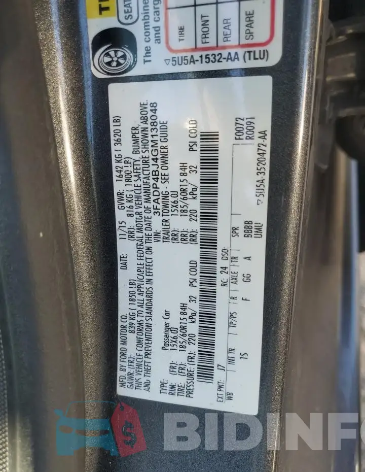 3FADP4BJ4GM138048 Photo# 13