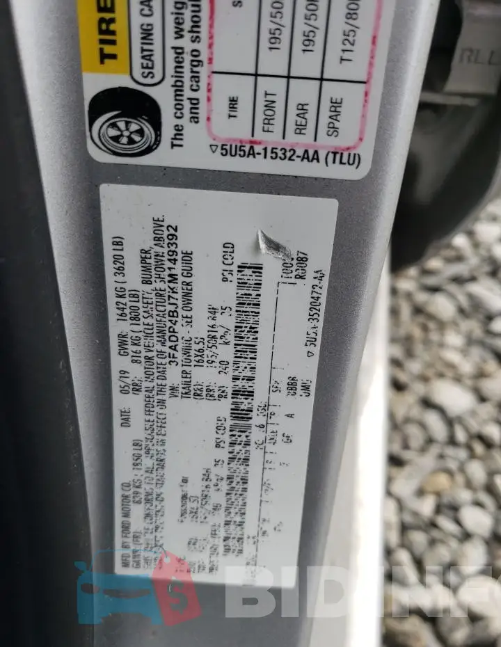 3FADP4BJ7KM149392 Photo# 12