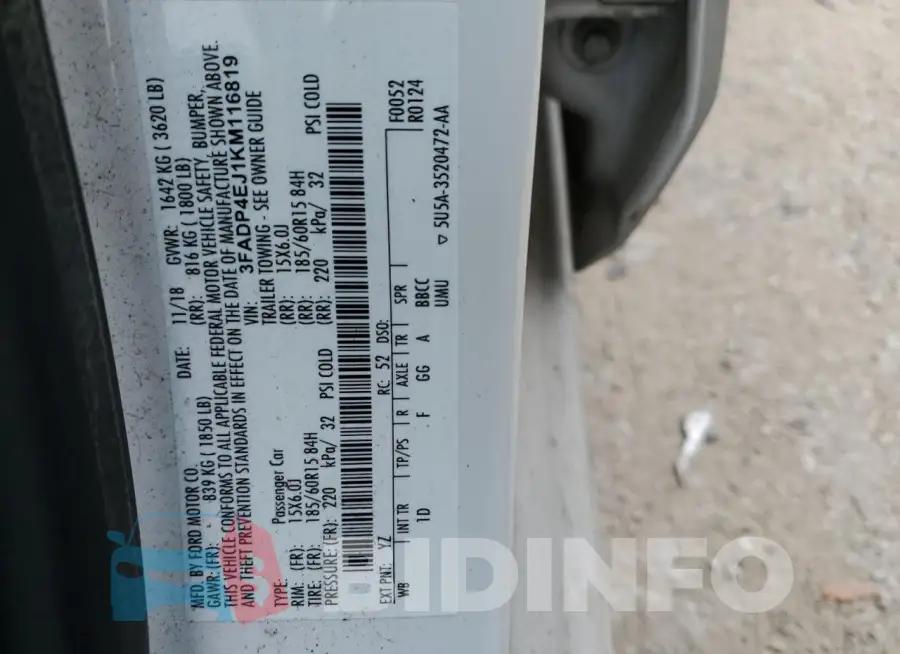 3FADP4EJ1KM116819 Photo# 13