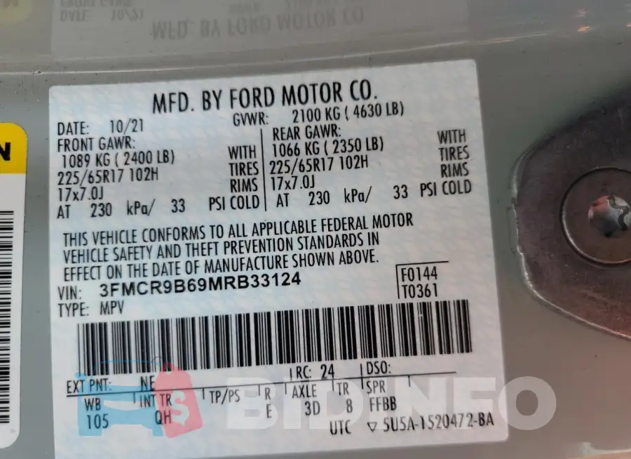 3FMCR9B69MRB33124 Photo# 13