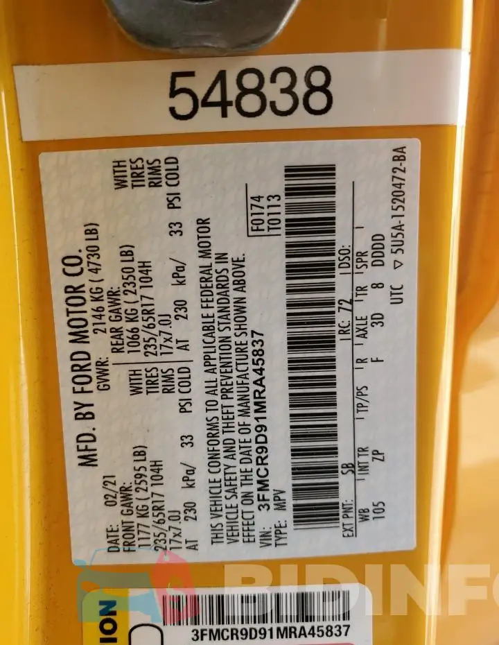 3FMCR9D91MRA45837 Photo# 14