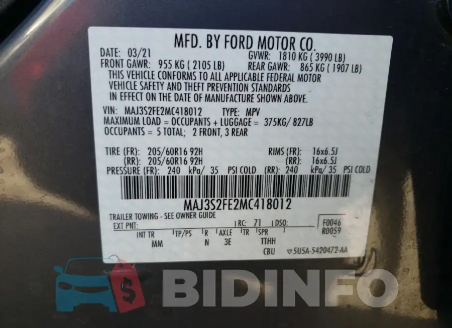 MAJ3S2FE2MC418012 Photo# 13