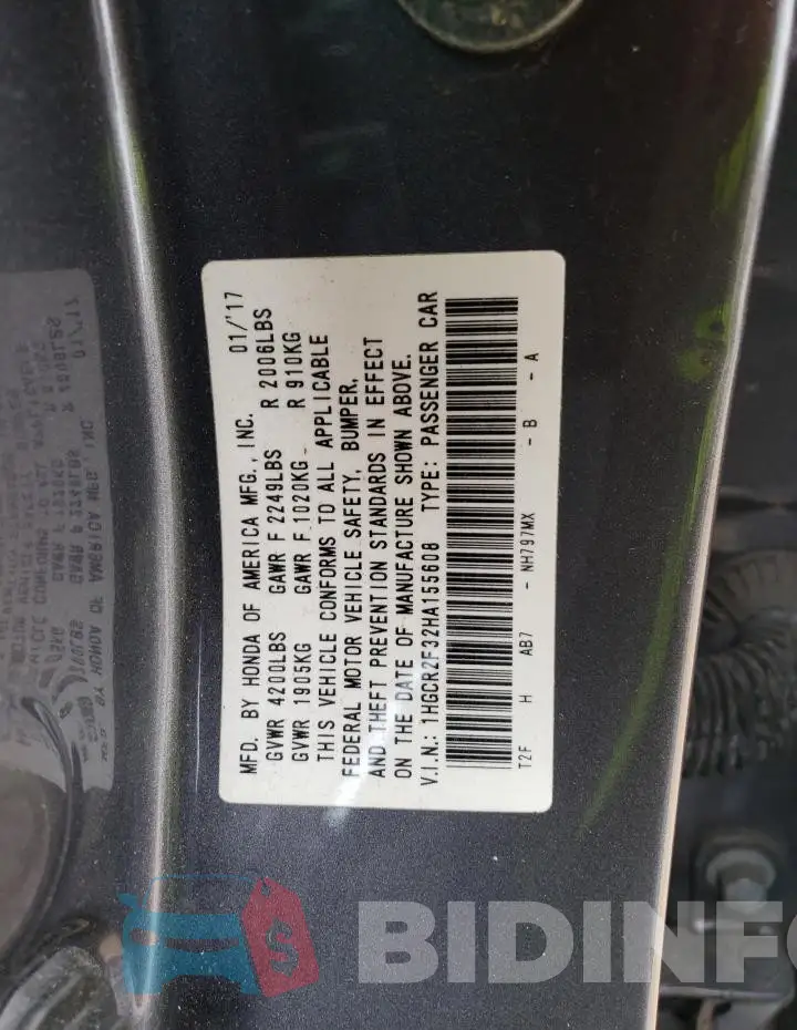 1HGCR2F32HA155608 Photo# 12