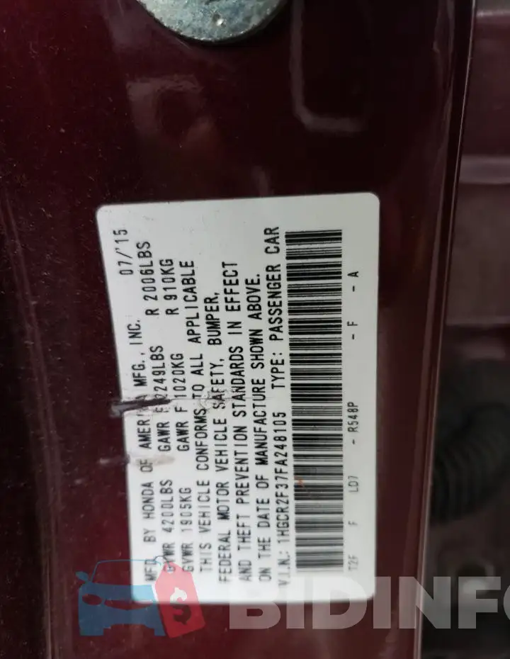 1HGCR2F37FA248105 Photo# 13