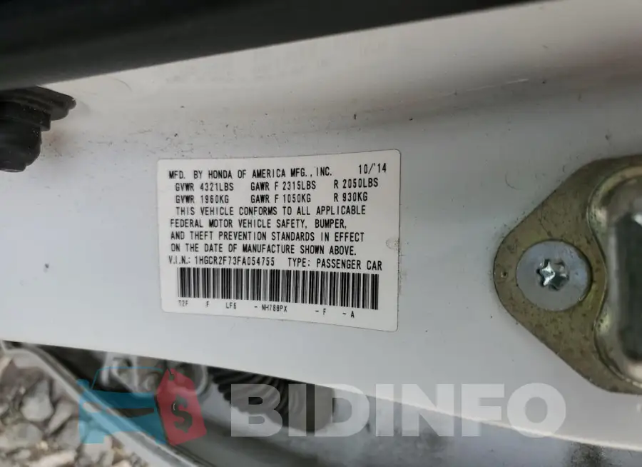 1HGCR2F73FA054755 Photo# 12