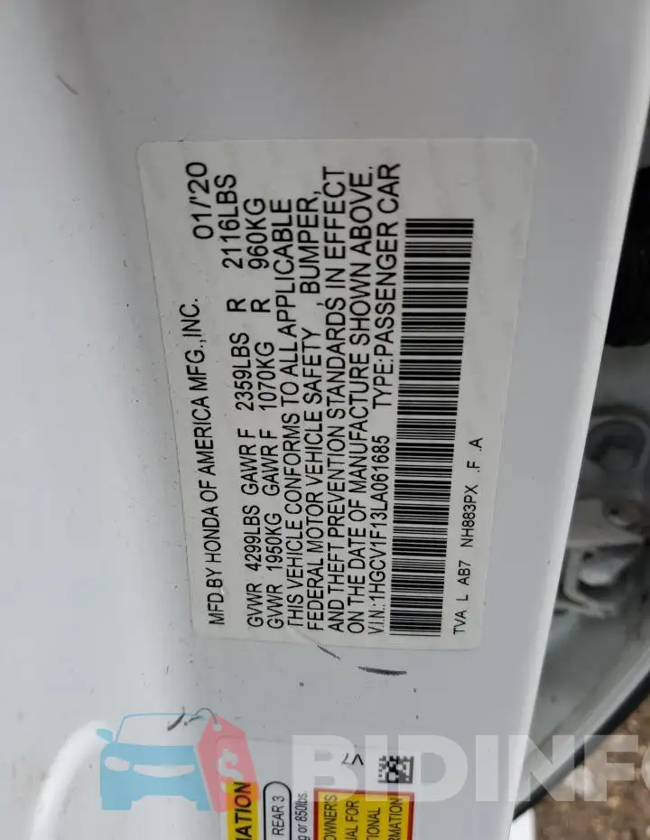 1HGCV1F13LA061685 Photo# 13