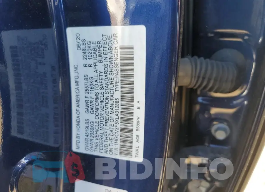 1HGCV3F5XLA012885 Photo# 12
