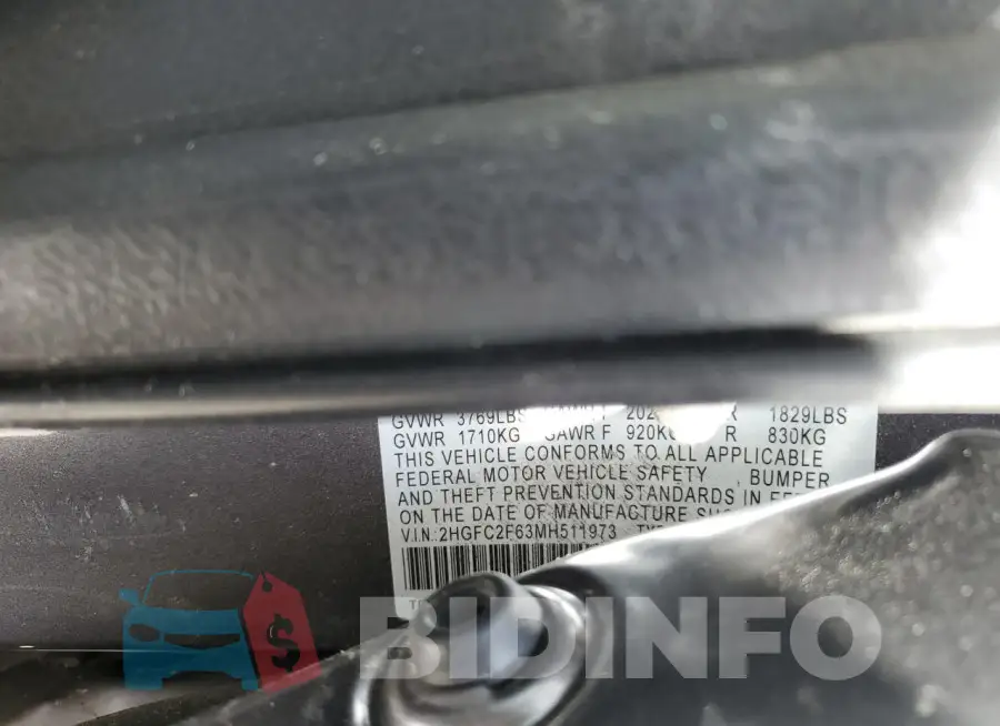 2HGFC2F63MH511973 Photo# 13