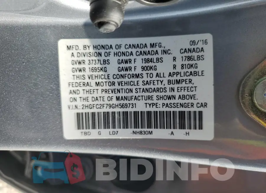 2HGFC2F79GH569731 Photo# 12
