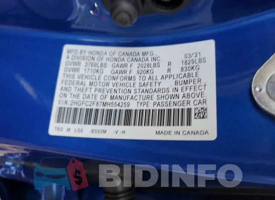 2HGFC2F87MH554259 Photo# 12