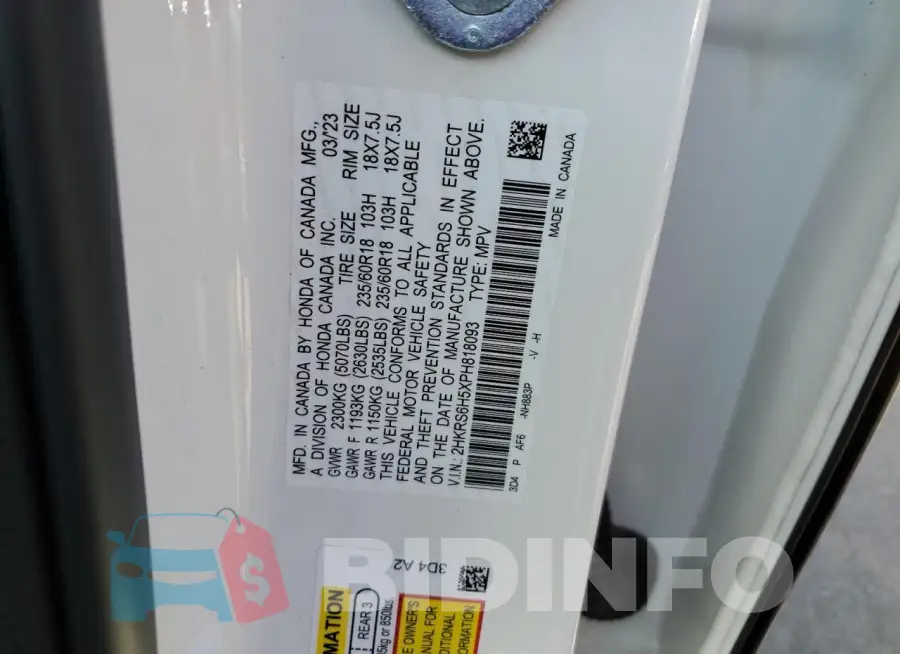 2HKRS6H5XPH818093 Photo# 13