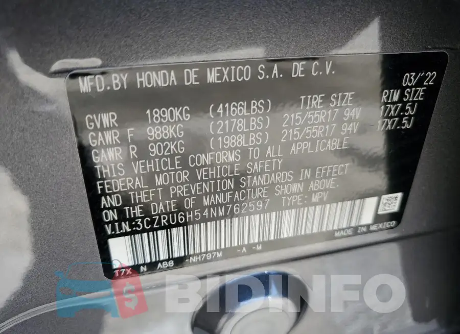 3CZRU6H54NM762597 Photo# 13