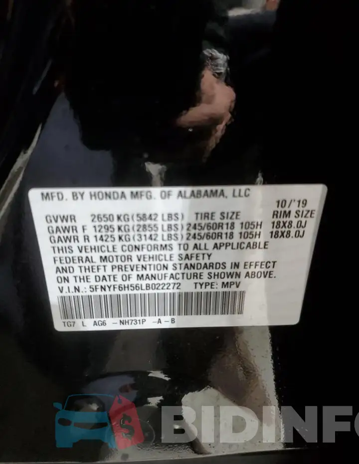 5FNYF6H56LB022272 Photo# 13