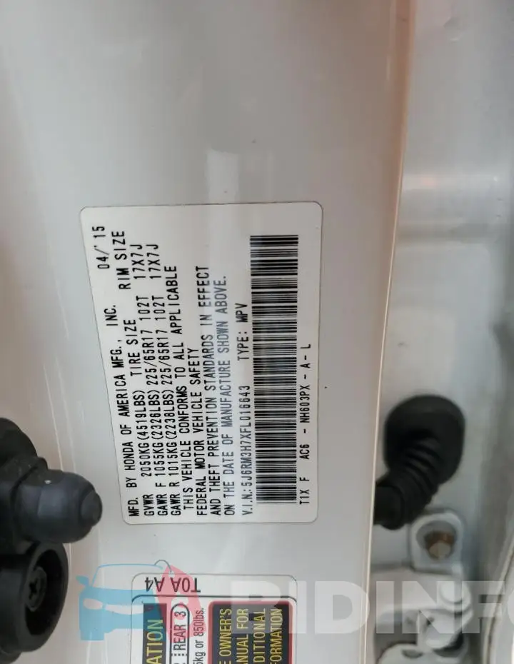 5J6RM3H7XFL016643 Photo# 13