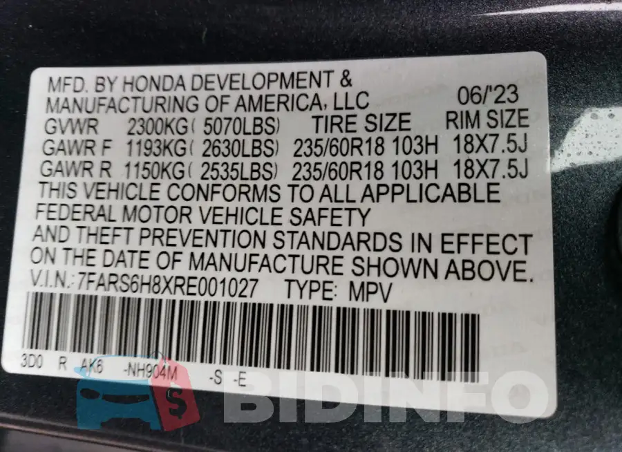 7FARS6H8XRE001027 Photo# 13