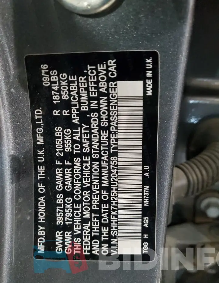 SHHFK7H25HU204758 Photo# 12