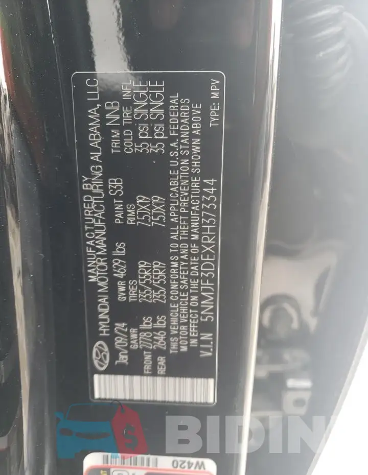 5NMJF3DEXRH373344 Photo# 13