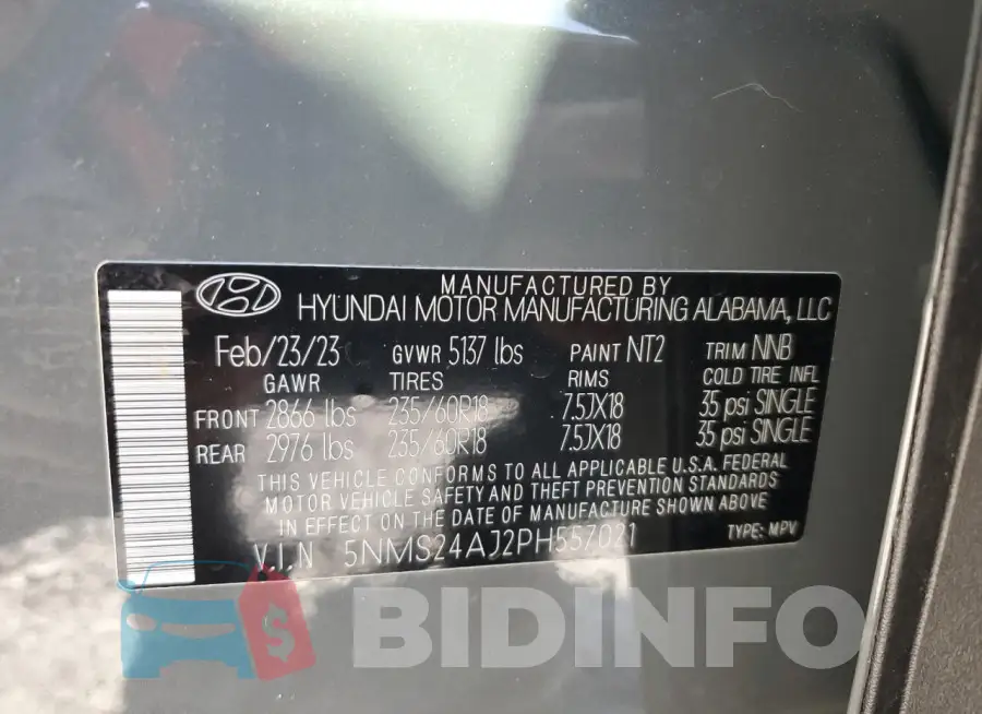 5NMS24AJ2PH557021 Photo# 12