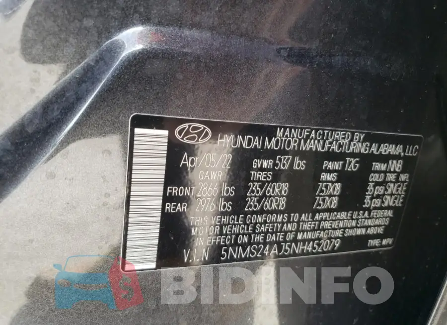 5NMS24AJ5NH452079 Photo# 13