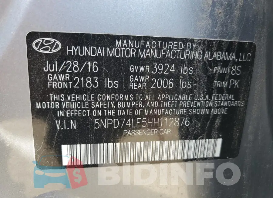5NPD74LF5HH112876 Photo# 12