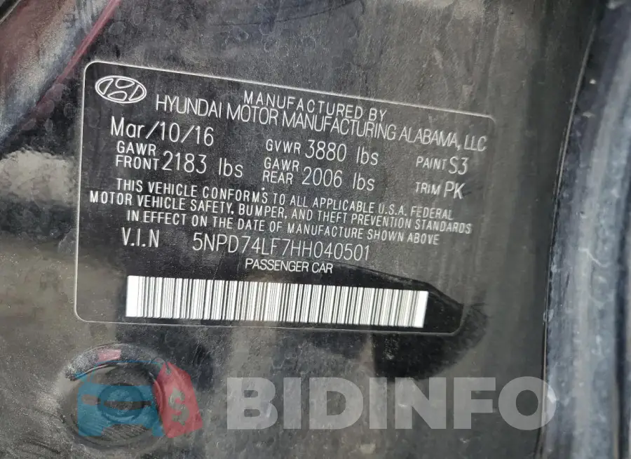 5NPD74LF7HH040501 Photo# 12