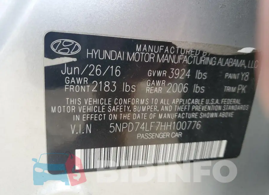 5NPD74LF7HH100776 Photo# 12
