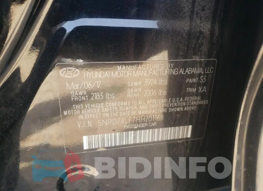 5NPD74LF7HH201168 Photo# 12