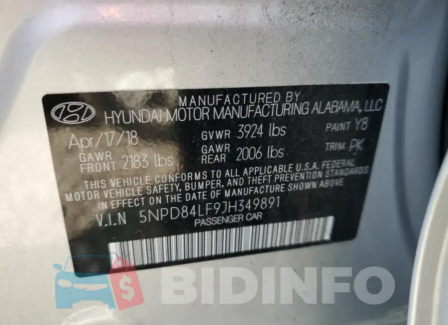 5NPD84LF9JH349891 Photo# 12