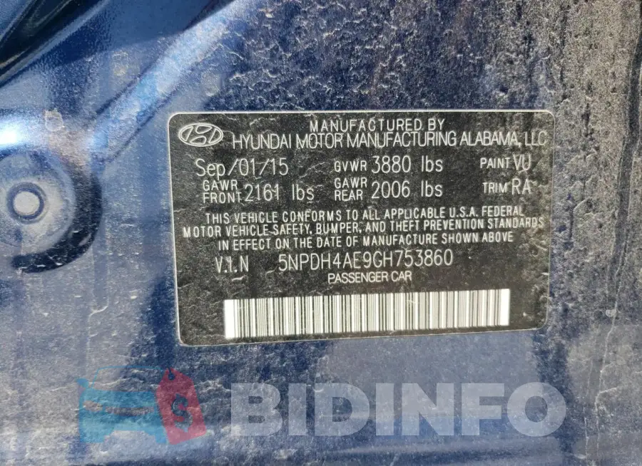 5NPDH4AE9GH753860 Photo# 12