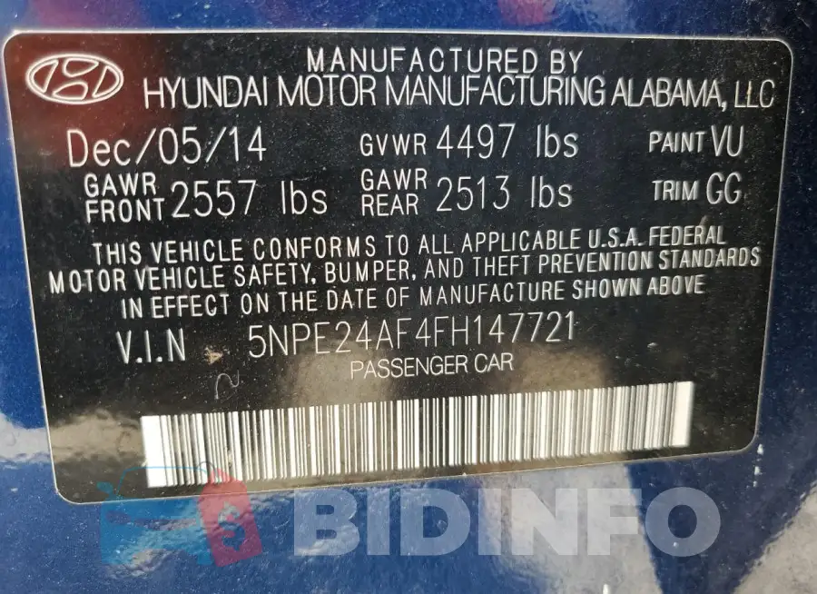 5NPE24AF4FH147721 Photo# 12