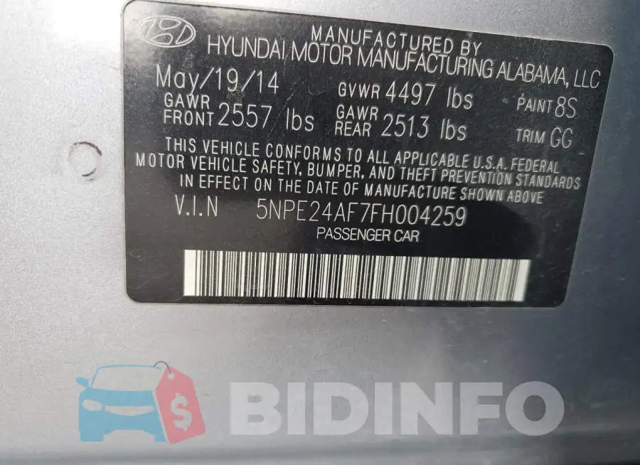 5NPE24AF7FH004259 Photo# 12