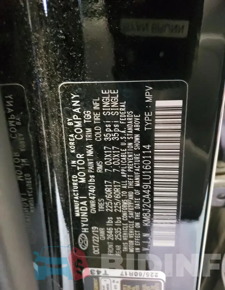 KM8J2CA49LU160114 Photo# 14
