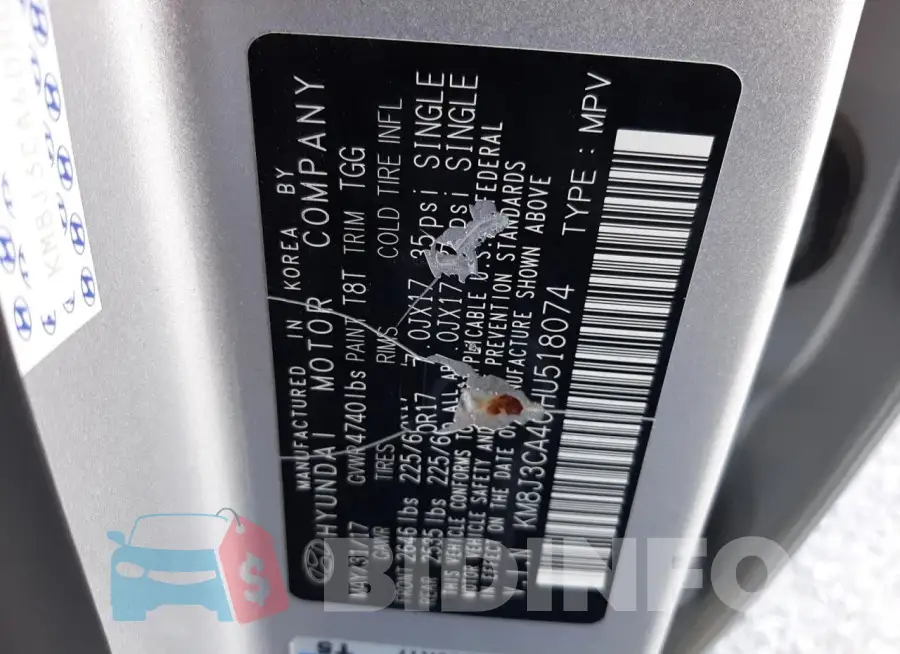 KM8J3CA40HU518074 Photo# 13