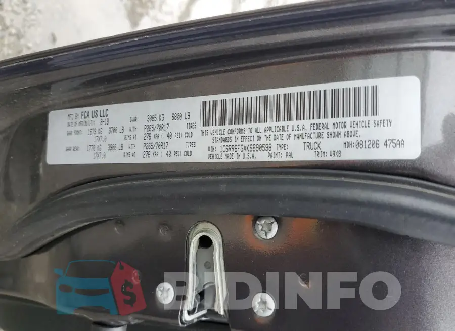 1C6RR6FGXKS690598 Photo# 12