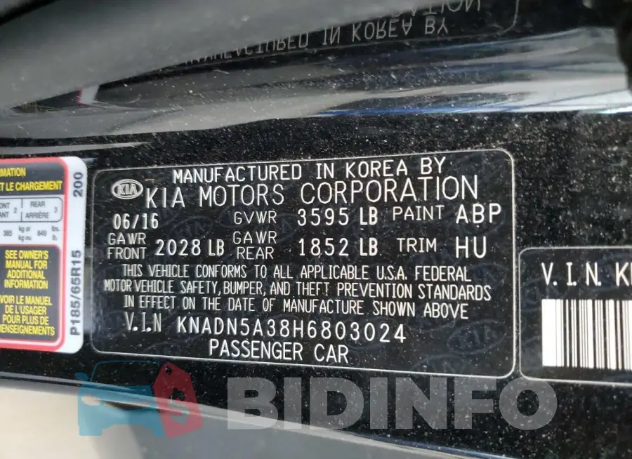 KNADN5A38H6803024 Photo# 13