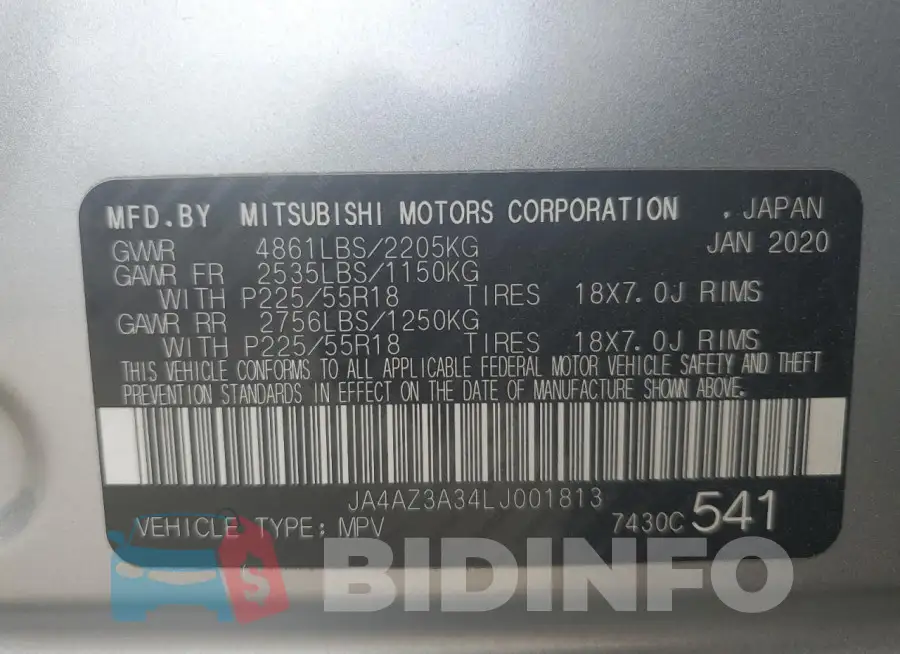 JA4AZ3A34LJ001813 Photo# 13