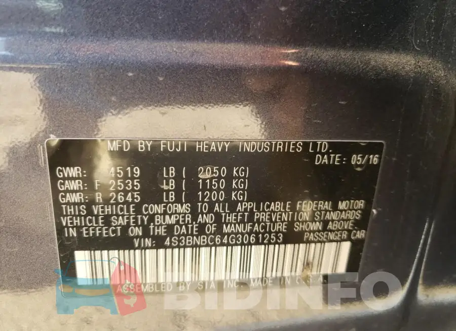 4S3BNBC64G3061253 Photo# 12