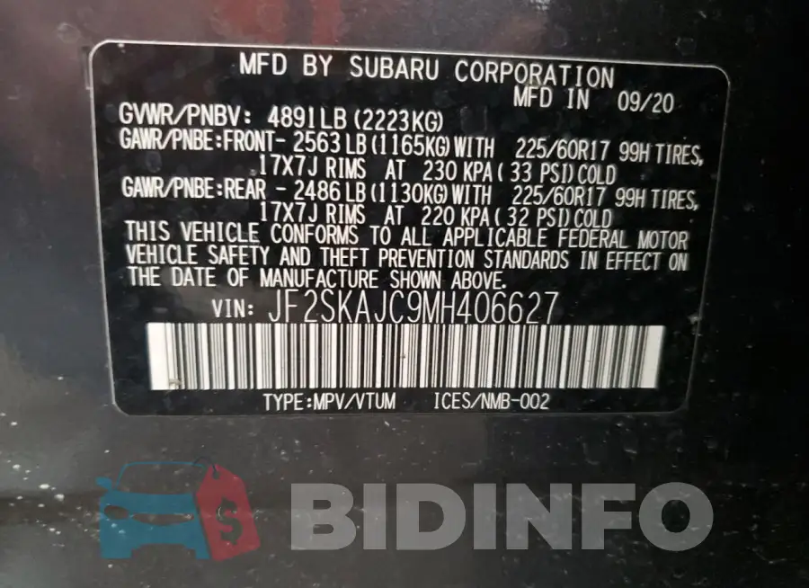 JF2SKAJC9MH406627 Photo# 13