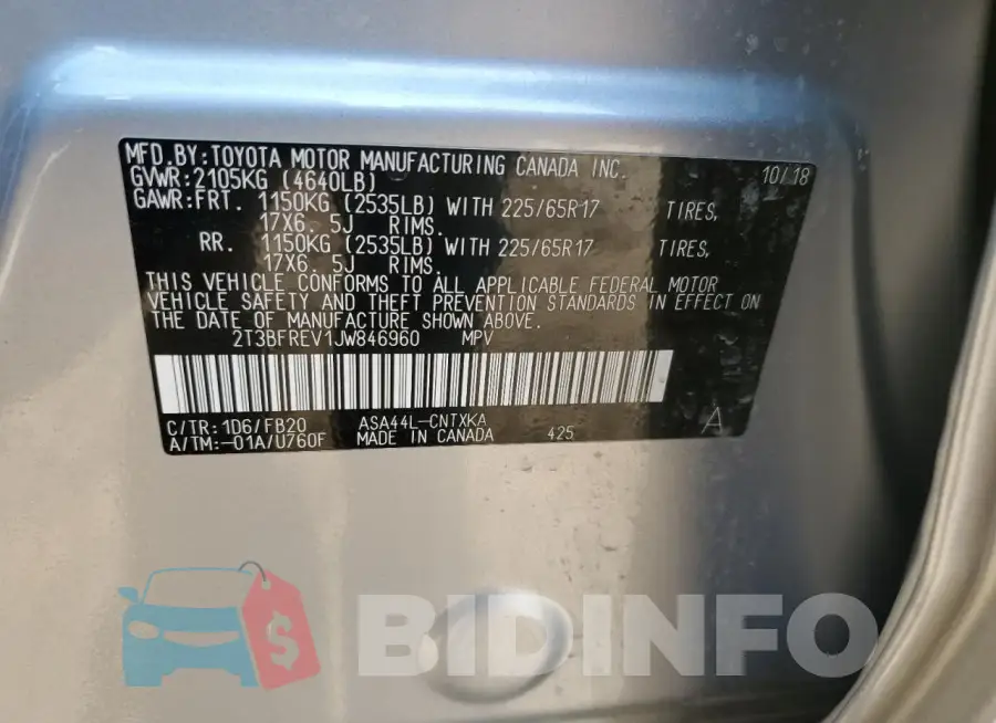 2T3BFREV1JW846960 Photo# 13
