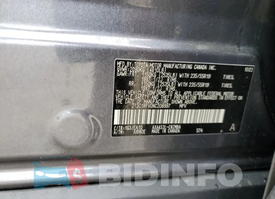 2T3C1RFV0NC208997 Photo# 13